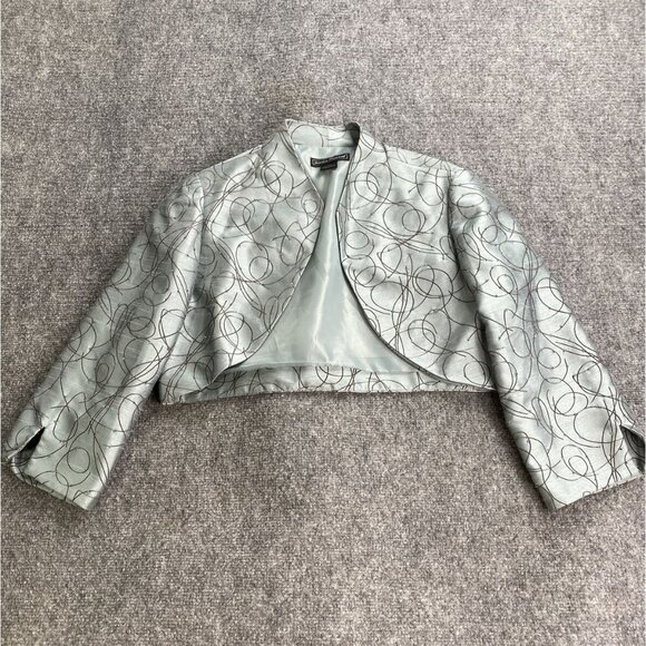 Jessica Howard‎ Dress Jacket Set 12P Blue Tiered Strap Beaded Formal Wedding - Picture 15 of 16